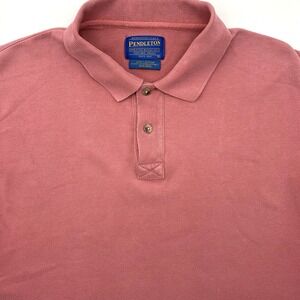 Pendleton Polo Shirt Mens Large Pink Short Sleeve Cotton Pique Casual Logo